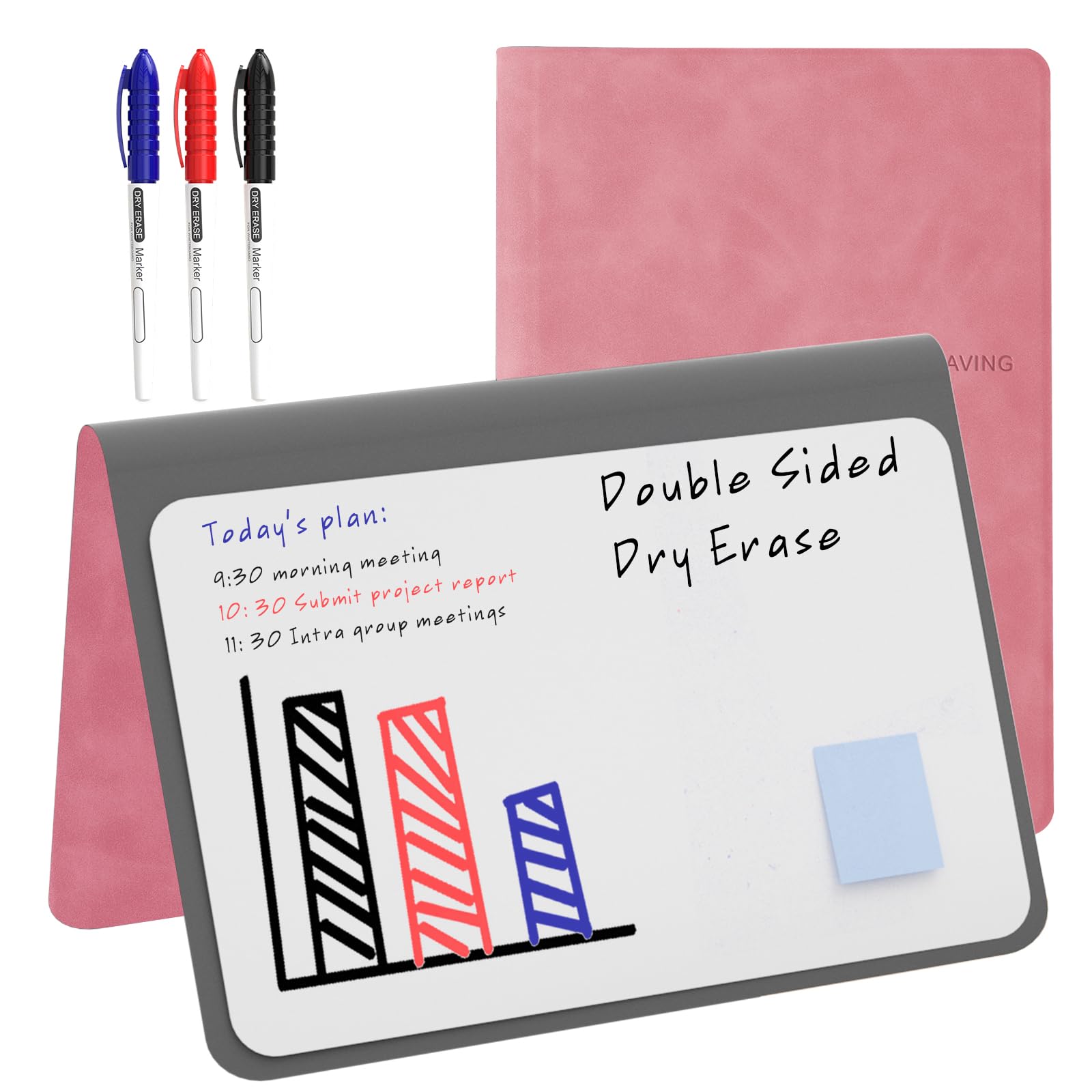 NEWYES Mini Whiteboard A5, Wipe Clean Memo Board, Portable Whiteboards with 3 Colour Pencils, Suitable for Holding Meeting Notes, Shopping Lists, Household Plan and to-Do Lists, Pink