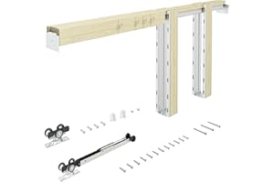 SongYung 24"-36"x 96" Pocket Door Frame Kit with 98LBS Two-Way Soft-Close Mechanism,Aluminum Track Hardware Suitable for Doors Wide 24"-36",2X4 Studs Wall,Smoothly and Quietly Easy to Install