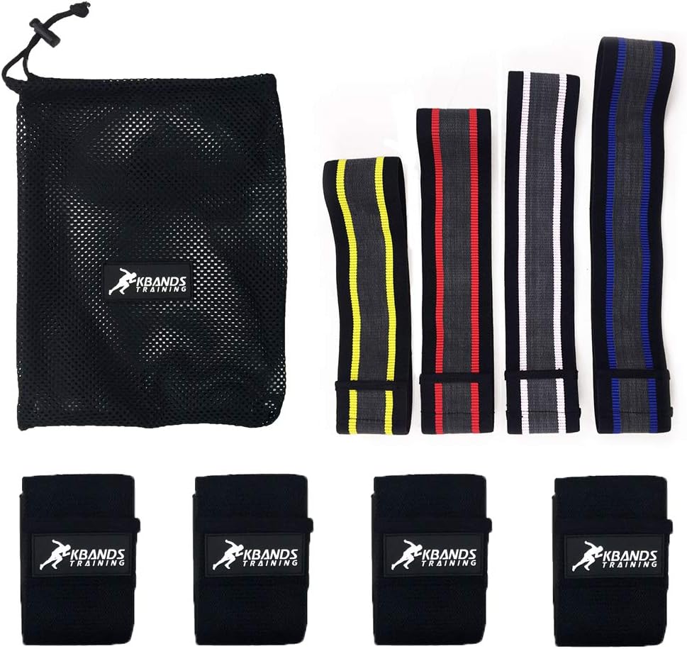 Kbands Hip Bands Resistance Kit | Non-Slip Fabric Glute-Bands | Fitness Training Physical Therapy | Infinity Series - 4 Resistance Levels + Free Carry Bag