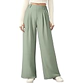 EVALESS Women's Wide Leg Pants High Waisted Business Work Casual Trousers 2026 Summer Comfy Palazzo Pants with Pockets