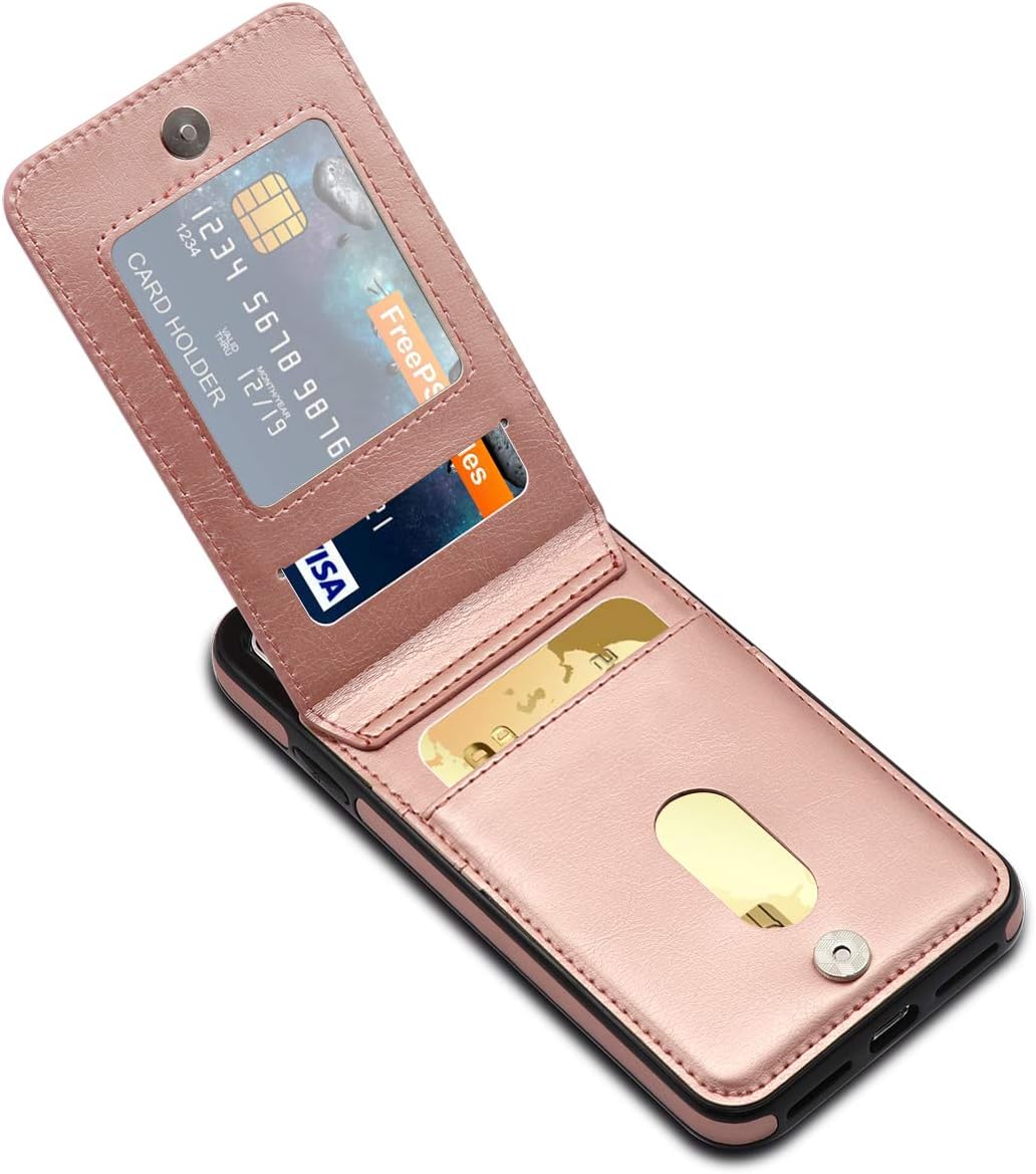LakiBeibi for iPhone XR Cases, Premium Leather Anti-Scratch iPhone XR Wallet Case Card Slots Folio Flip Shockproof Protective Case for iPhone XR Case 6.1 Inch (2018) - Rose Gold