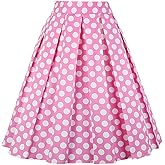Girstunm Women's Pleated Vintage Skirt Floral Print A-line Midi Skirts with Pockets