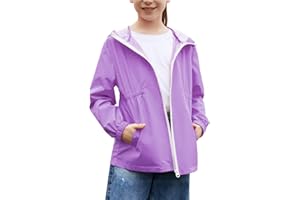MODAFANS Girls Boys Rain Jacket Lightweight Waterproof Hooded RainCoats Windbreaker for Outdoor 4-13year