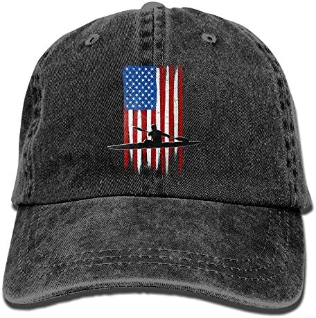 HDRAY Unisex Adult USA Flag Team Kayak Washed Denim Cotton Sport Outdoor Baseball Cap Adjustable One Size