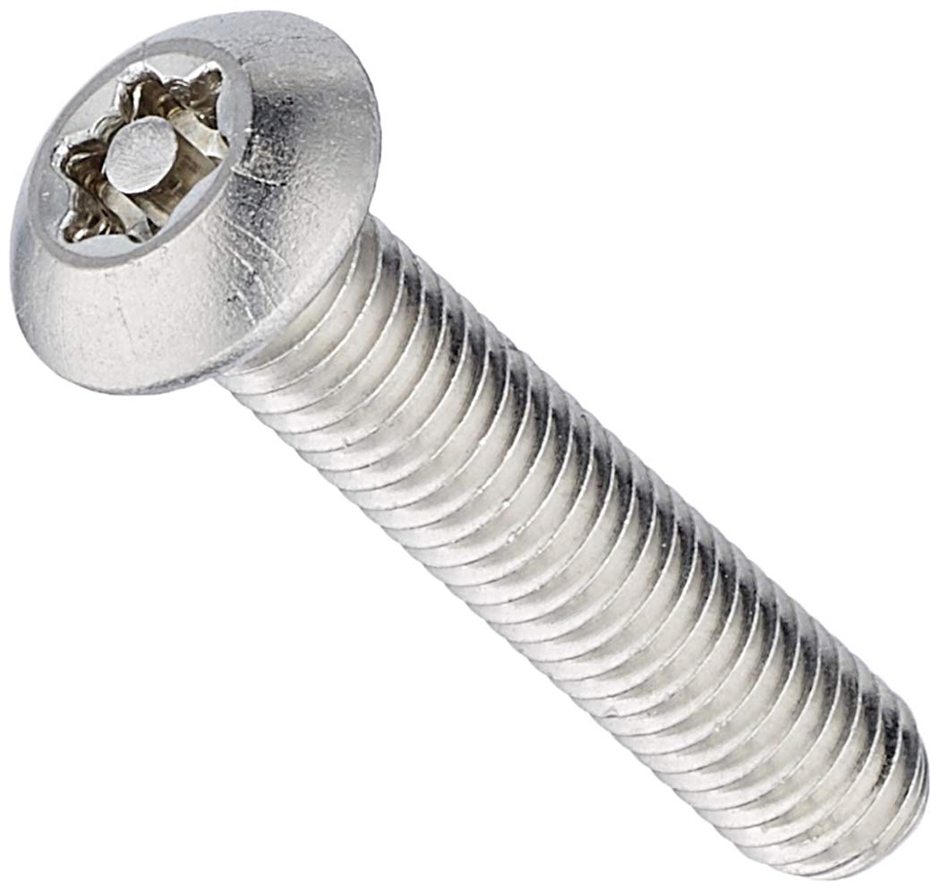 Duratool TPTB525 Stainless Steel Button Head Tamperproof Torx Machine Screw, M5 x 25mm, Pack of 50