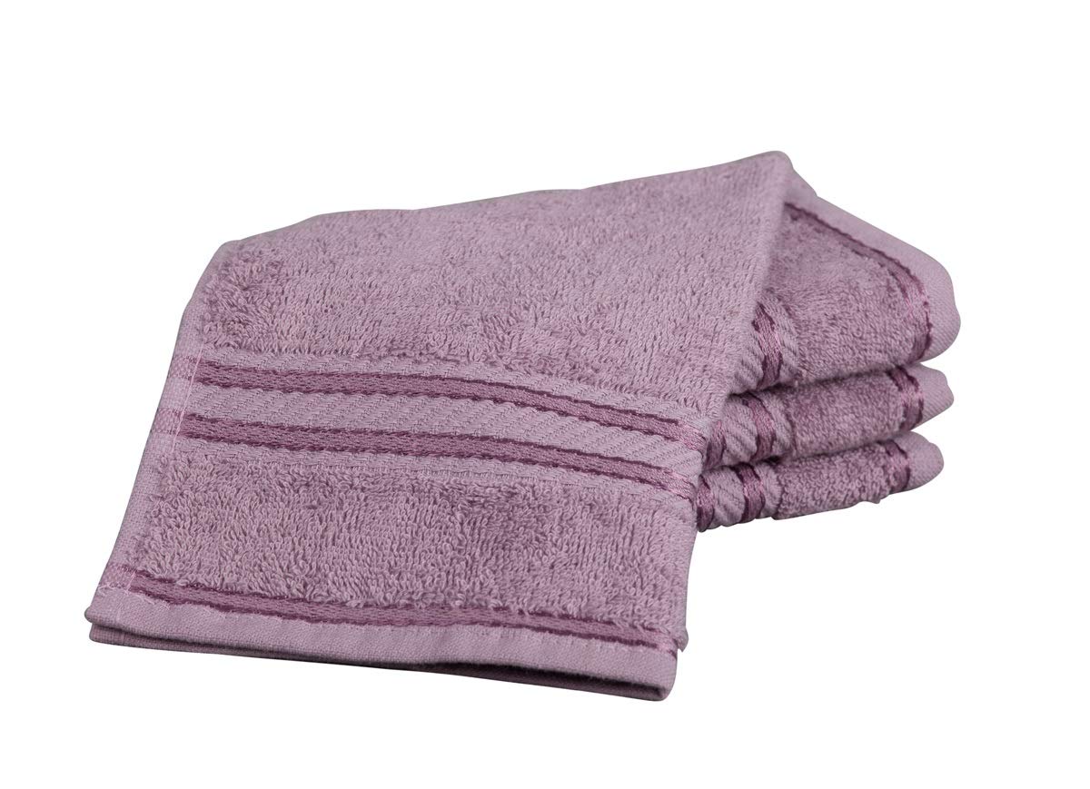 Bentley Priory Linens Supreme Face Flannels for Bathroom 500GSM Super Soft Cotton Pack of 4 Absorbent and Quick Dry Face Cloth Flannel Towels Set 30 x 30cm Egyptian Collection (PURPLE MAUVE)