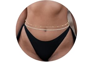 RLMOON 2PCS 18K Gold/Silver Plated Waist Chains Pearl CZ Belly Body Chain for the Waist Layered Gold Belly Chains Waist Jewelry for Women 26-41Inch