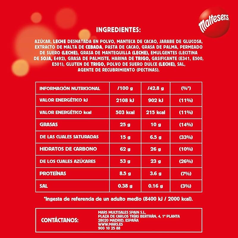 Snack en Bolitas de Leche Malteada recubiertas de Chocolate con Leche, 300g