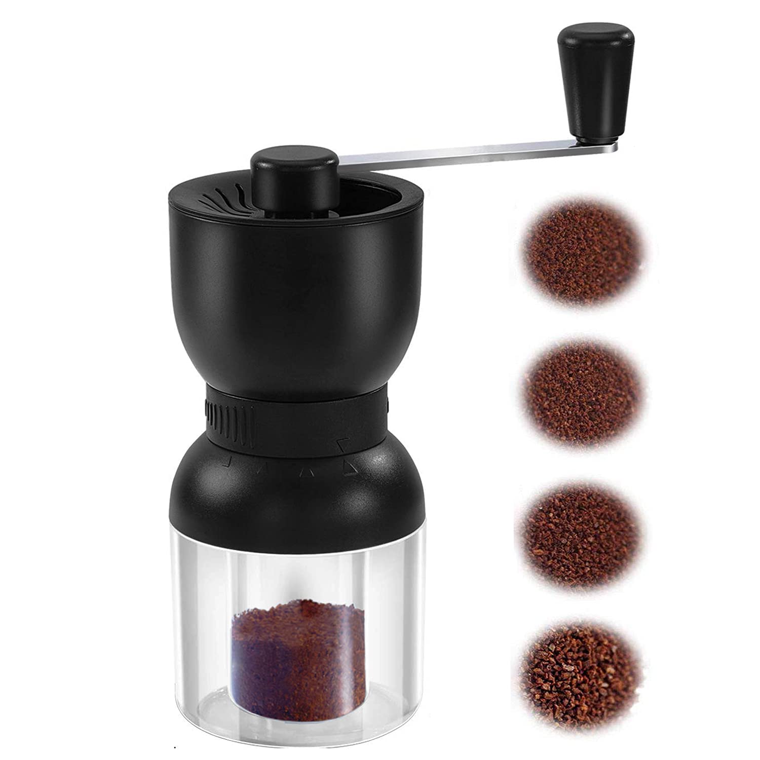 Photo 1 of LHS Manual Coffee Grinder with Ceramic Burrs, Hand Coffee Bean Grinder with 2 Containers Adjustable Coarseness for Home, Office and Travelling