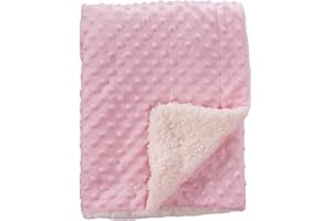 CREVENT Cozy Soft and Warm Sherpa Baby Blanket for Infant Toddler's Crib Cot Stroller Gift for Baby Girls All Season Use(30"X40" Pink Dot)