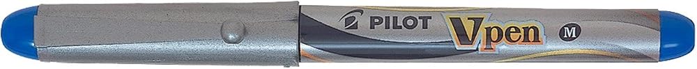 Pilot VPen Disposable Fountain Pen Silver Barrel 0.58 mm Blue Box of 12