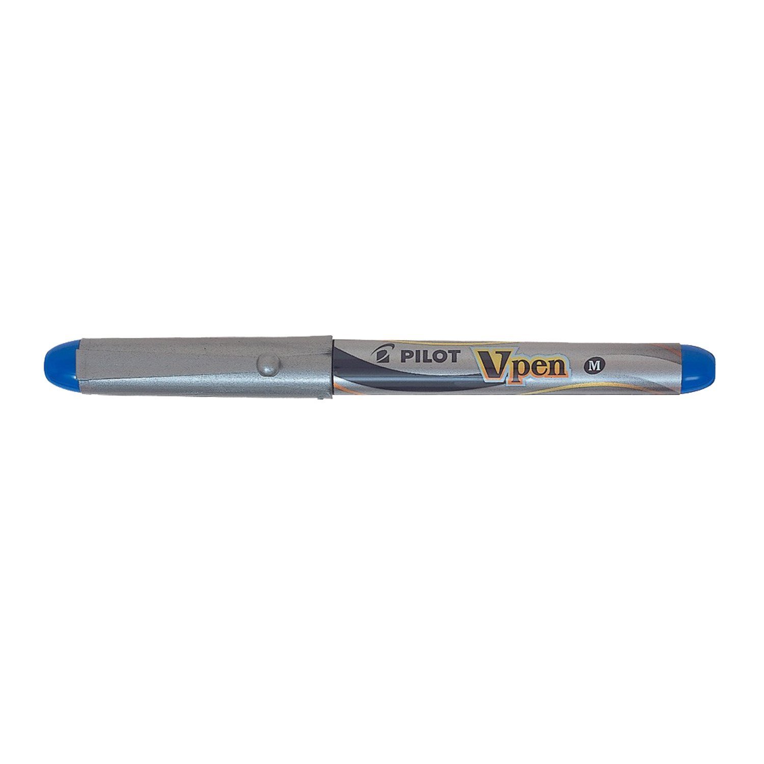 Pilot VPen Disposable Fountain Pen Silver Barrel 0.58 mm Tip - Blue, Box of 12
