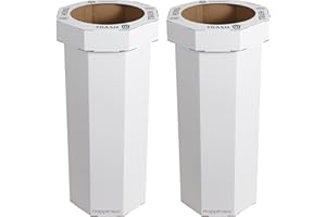 happimess HPM1300E-SET2 Fleur 25-Gallon Traditional Classic Disposable Corrugated Cardboard Event Trash Can and Recycling Bin for Home, Kitchen, Laundry Room, Bathroom, Cotton White (Set of 2)
