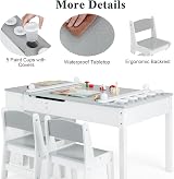 Maxmass 2-in-1 Kids Art Table Set with Storage & Paper Roll, Gray view 5