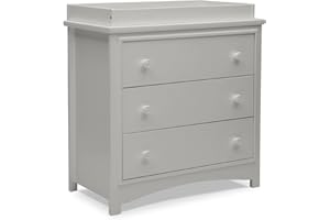 Delta Children Perry 3 Drawer Dresser with Changing Top and Interlocking Drawers, Moonstruck Grey