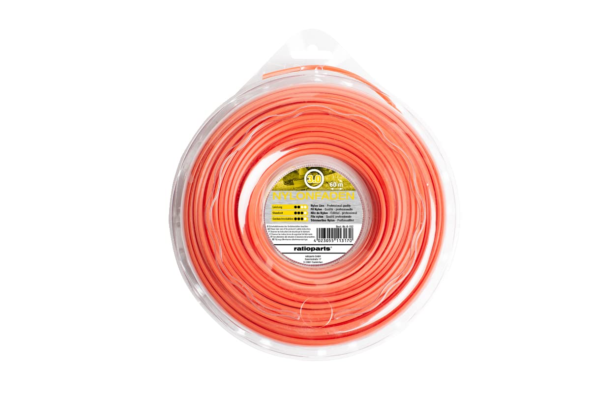 Ratioparts Nylon Thread 3.0 mm Copolymer 60 m Trimmer Line Round Mowing Line Orange