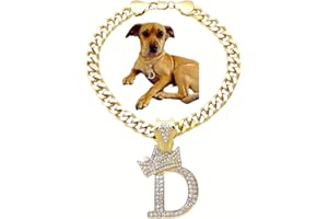 BA UNIQUE FASHION Initial Letter Cuban Chain Dog Chain Pet Chain Pet, Cat, Puppy Necklace (D, 14")