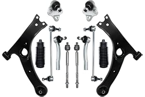 HAWK BROTHER 12 Pcs Suspension Kit Front Lower Control Arm Ball Joint Sway Bar Stabilizer Outer & Inner Tie Rod Bellows Replacement For Toyota Corolla 2003-2008