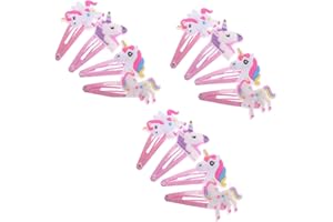 Fokmuaex 12PCS Unicorn Hair Clips for Girls, Cute Hair Accessories Set with Bobby Pins, Magic Headdress for Birthday Party & 