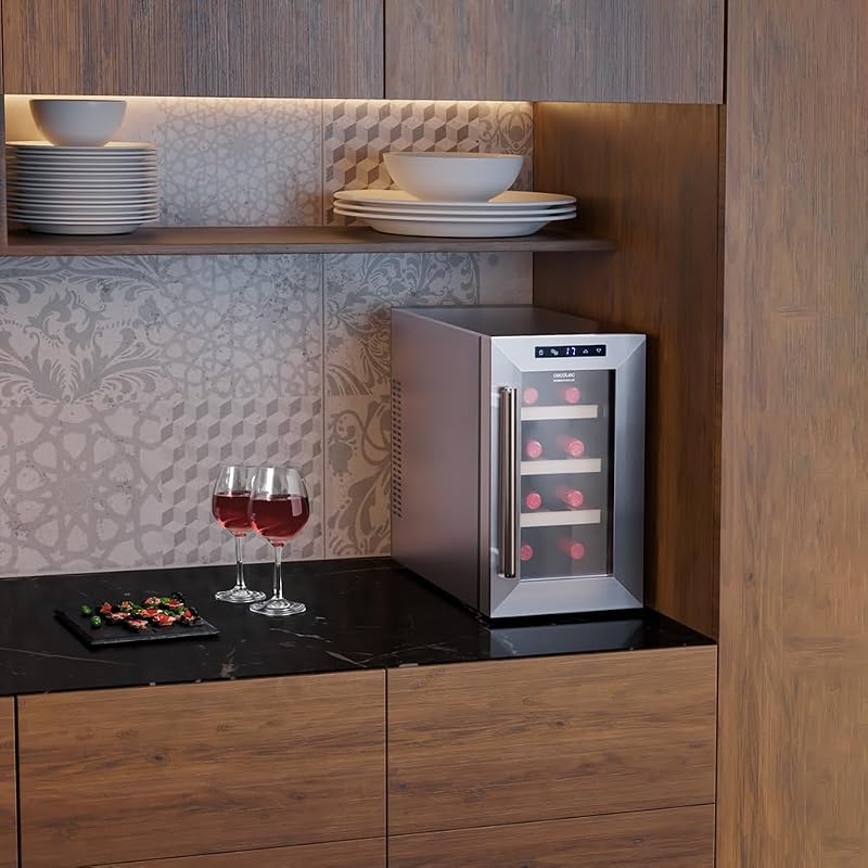 Enoteca 8 bottiglie Bolero GrandSommelier 830 CoolWood, Termoelettrica, Basso livello sonoro e alte prestazioni, Temperatura regolabile: 8-18 °C, Pannello di controllo touch, Display,