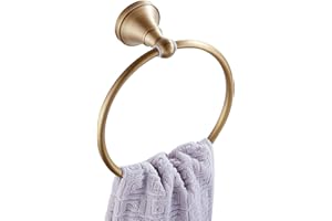 Flybath Round Towel Ring Antique Brass Hanger Hand Towel Holder for Bathroom Kitchen Accessories Wall Mounted, Brushed Bronze