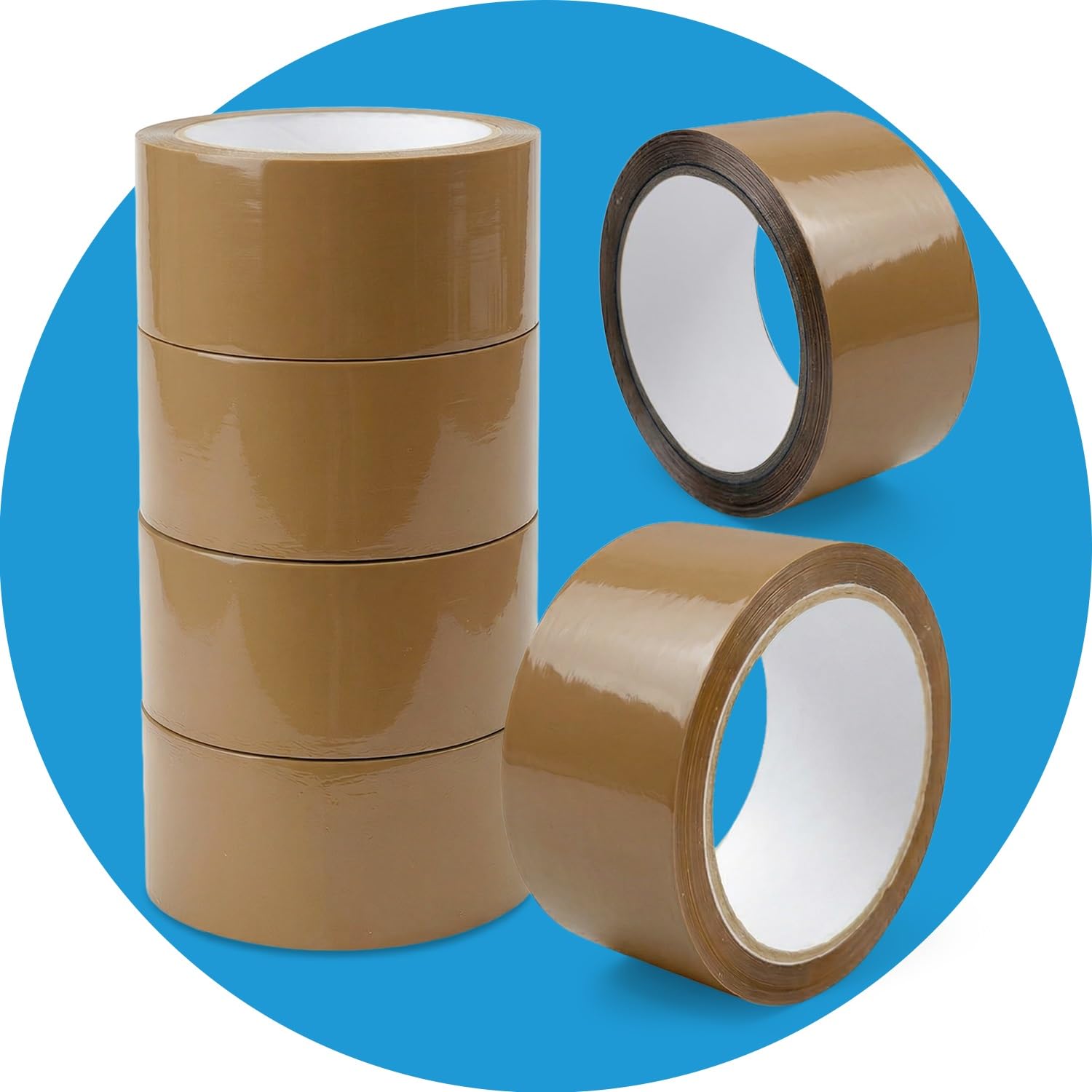Stick Well Packaging Tape, Heavy Duty Brown Parcel Tape 6 Rolls With Low Noise - 48mm X 66m, Secure Sticky Brown Tape For Box Packaging, Moving Boxes, Packing Tape Strong For Moving House (6 rolls)