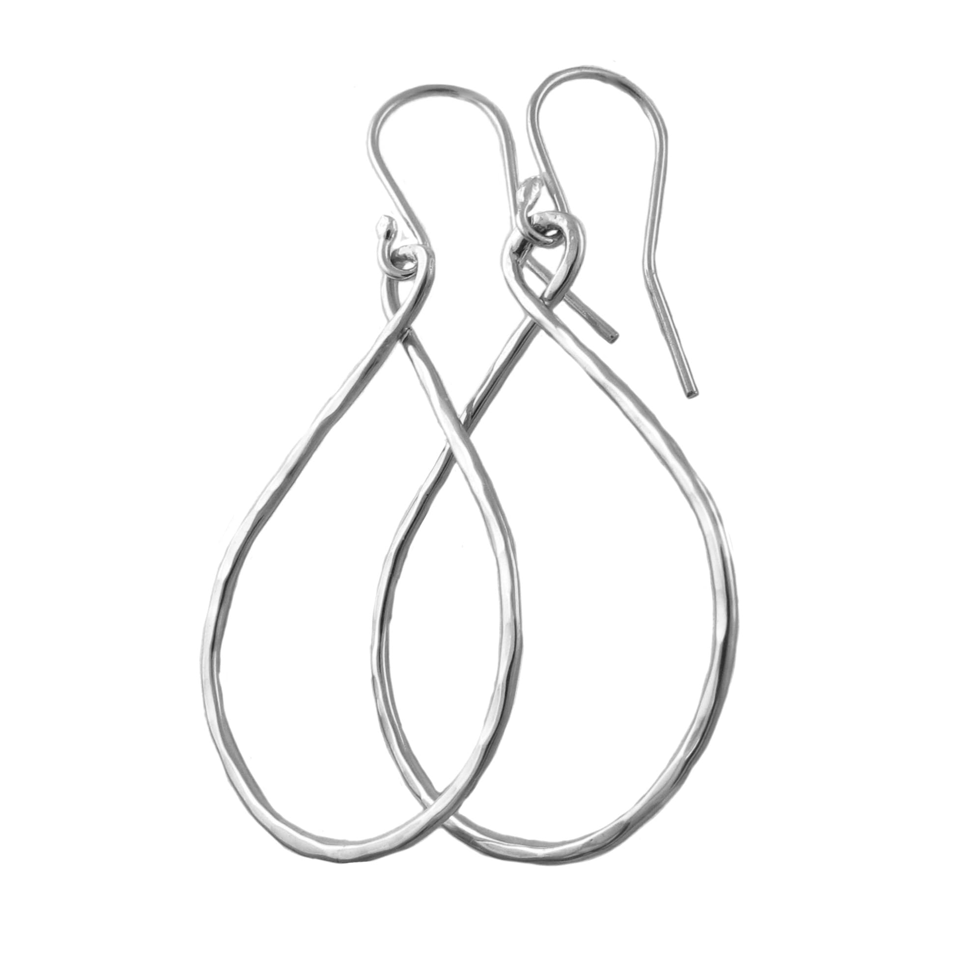 Wide Twisted Infinity Hoop Solid 925 Sterling Silver Hammered Drop Earrings