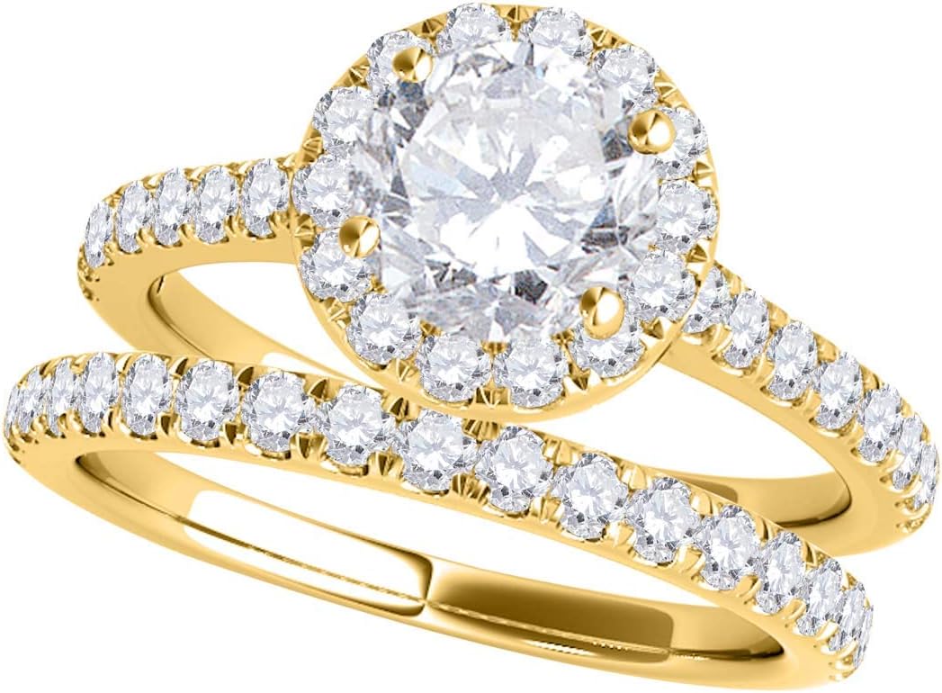 MauliJewels 0.75 Carat Engagement Bridal Ring Sets for Women 14K Solid Gold