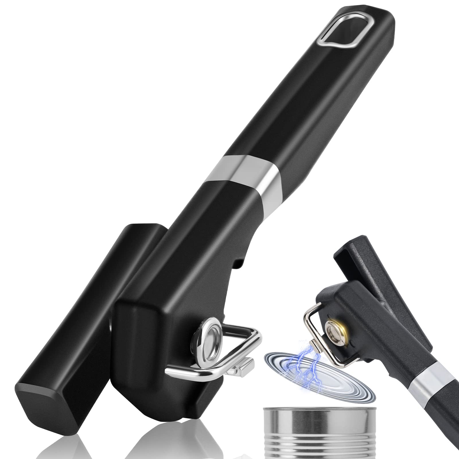 View 1 of 2 in 1 Safety Can Opener Manual Smooth Edge & Bottle Opener, No-Trouble-Lid-Lift Manual Can Opener with Magnet, Large Rubber Handle & Stainless Steel Blade, Side Cut Hand Can Opener for Kitchen