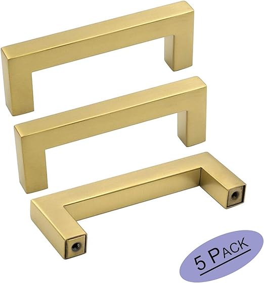 Goldenwarm Satin Gold Modern Kitchen Cabinet Hardware Handle Pull