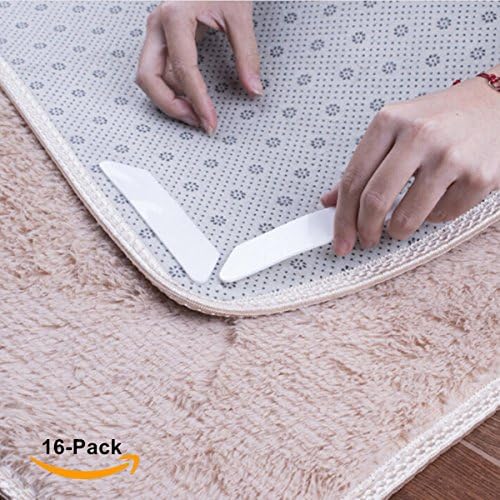 iBetterLife Rug Grippers, Home Best 16 Pcs Curling Keep Your Rug in Place and Makes Edges Corners Flat, Premium Carpet Renewable Steady Grip Tape, Anti Slip Self Adhesive Pad for Kitchen Bathroom