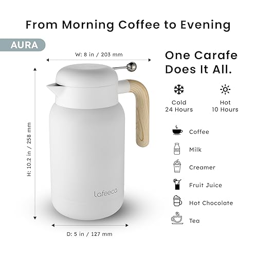 Lafeeca Thermal Coffee Carafe Tea Pot for Keeping Hot Iced