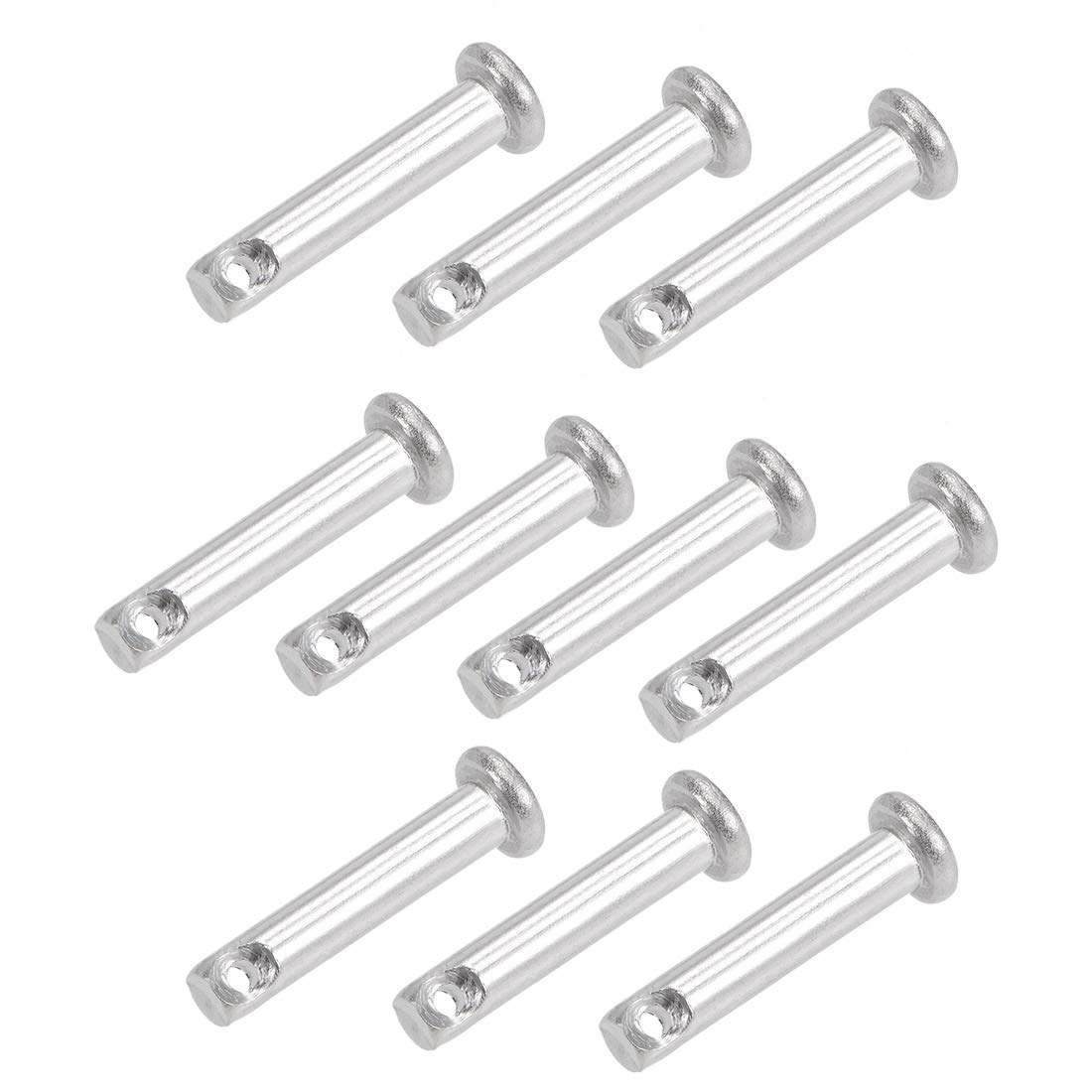 sourcing map Single Hole Clevis Pins - 4mm X 20mm Flat Head 304 Stainless Steel Link Hinge Pin 10Pcs