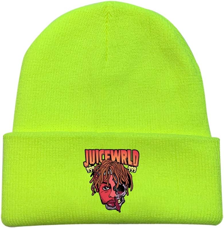 Fuguan Juice Wrld Embroidered Knitted Hat, River Fashion Beanies Kids Cuffed Plain Cap Men and Women Warm Wool