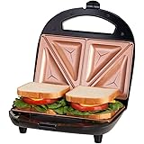 Gotham Steel Sandwich Maker, Toaster and Electric Panini Grill with Ultra Nonstick Copper Surface - Makes 2 Sandwiches in Min