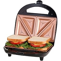 Gotham Steel Sandwich Maker, Toaster and Electric Panini Grill with Ultra Nonstick Copper Surface - Makes 2 Sandwiches…