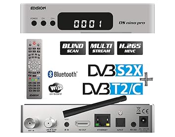 EDISION OS NINO PRO Full HD Linux E2 Combo-Receiver H.265/HEVC (1x DVB-S2X, 1x DVB-T2/DVB-C, Multistream, Blind Scan, WLAN on