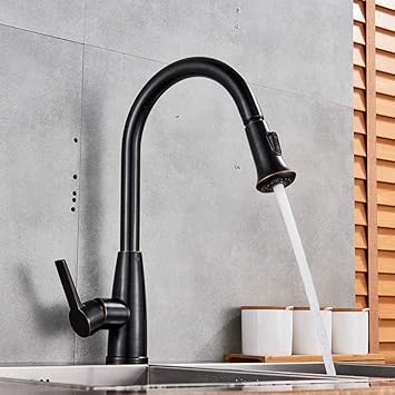 Grifo Bronce Negro Extraíble Grifo Del Fregadero De La Cocina Spray