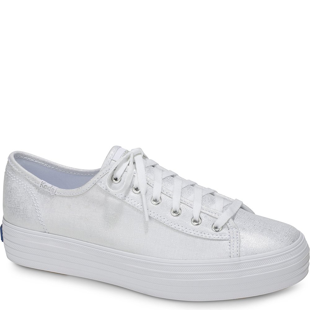 keds triple kick metallic linen silver