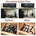 Desktop Cable Organizer, Weighted, No Bad Smell, Bundled with 4 Reusable Cable Ties (Black)