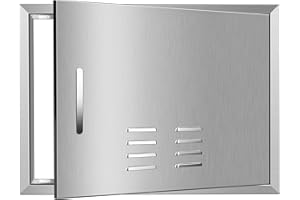 KODOM Outdoor Kitchen Doors 27''W X 20''H, Flush Mount Stainless Steel BBQ Access Doors with Vents, Single Grill Access Doors for Outdoor Kitchen Cabinets and BBQ Island