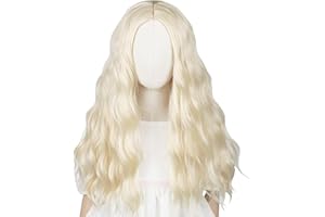 Aicos Blonde Curly Wigs for Kids Grils Long Blonde Sarah Princess Wig for Daily Halloween Costume Party