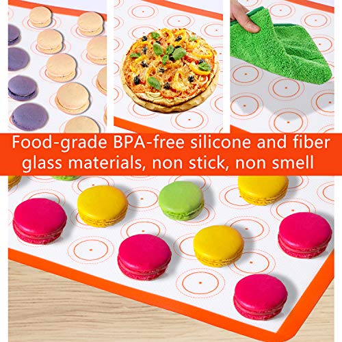 Macaron Silicone Baking Mats with Measurement Set (2 Half+1 Large) Food