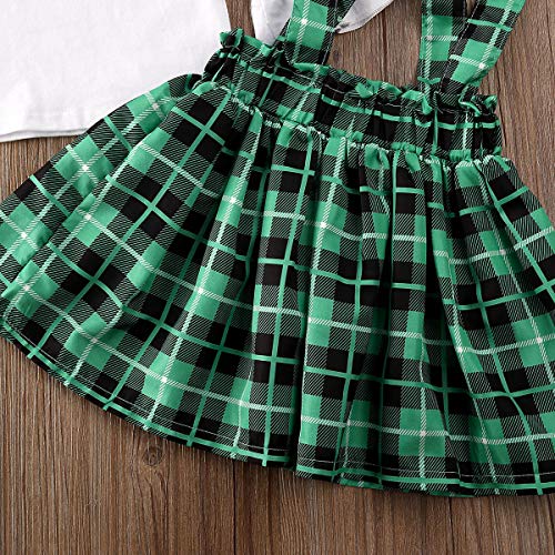 Infant Toddler Baby Girl St. Patrick's Day Outfits Long Sleeve Ruffled T Shirt Top Suspender Skrits Overall Clothes Set (Green, 4-5 Years) - Thumbnail 6