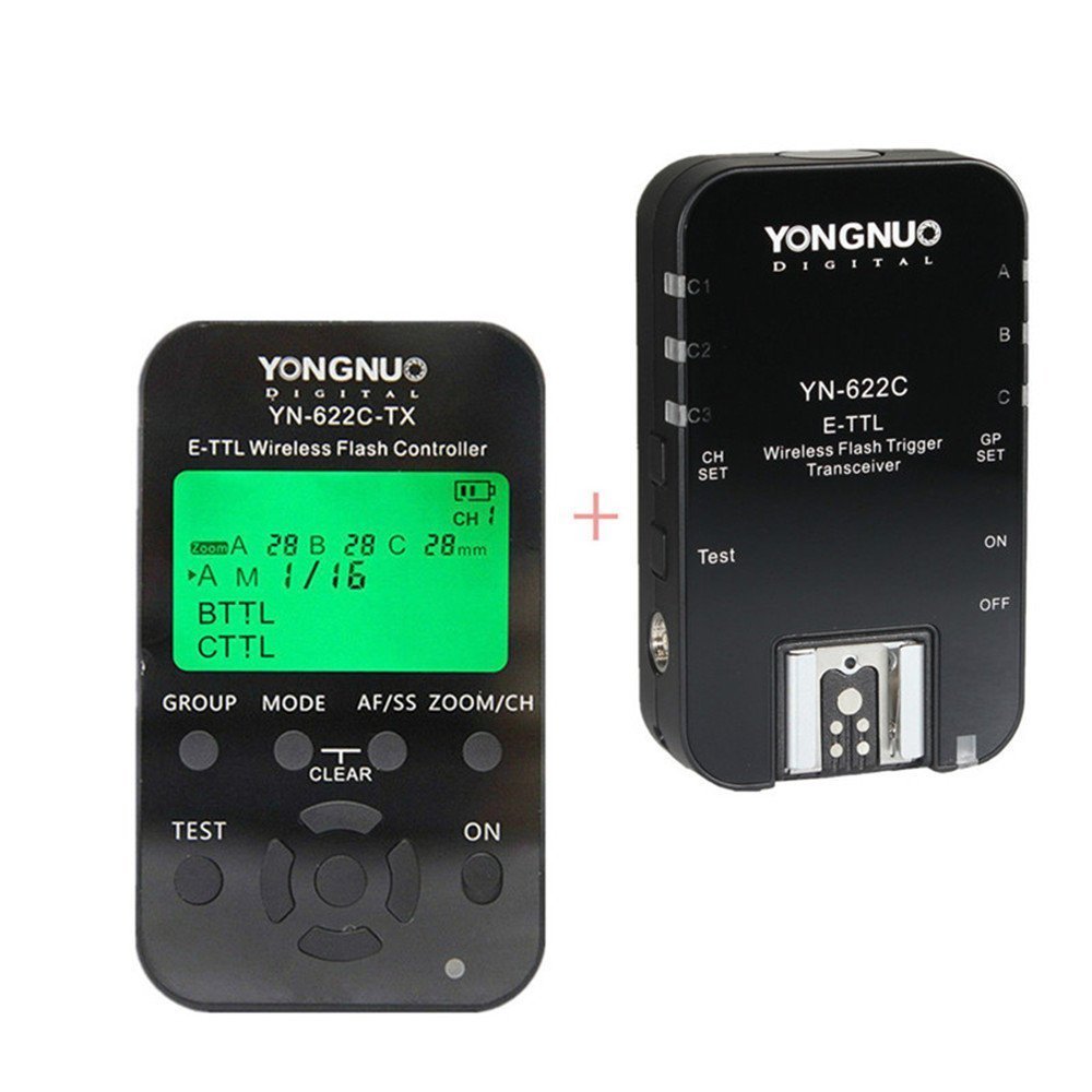 Yongnuo YN622C-KIT Wireless i-TTL Flash Trigger Kit with LED Screen for Canon Cameras, includes YN622C-TX Controller and YN622C Transceiver + WINGONEER Flash Diffuser
