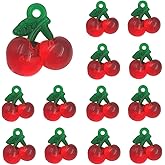 INSPIRELLE 50 Pieces Acrylic Cherry Charms Plastic 3D Fruit Pendants for Jewerly Craft Making