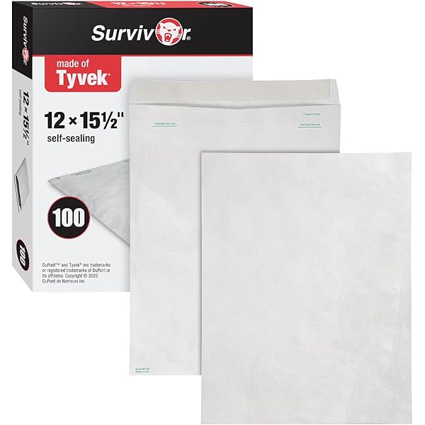 Tyvek Sobres De 10 X 13 Pulgadas, Resistentes A Desgarros, Construcción Tyvek® Y Fácil Cierre Autoadhesivo, Color Blanco Brillante, Paquete De 15 Unidades, 10 X 13 Pulgadas