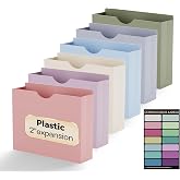 NORDUN Plastic File Jackets Letter Size,2 Inch Expanding File Folde | 12 Pack Manilla Pocket Folders for Documents,Heavy Duty Expansion Pocket,Job Folders with Straight Cut Tabs,Morandi Color