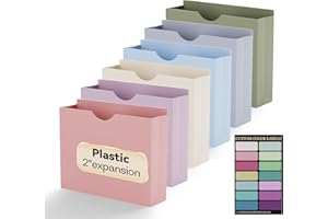 NORDUN Plastic File Jackets Letter Size,Upgrade Color,12 Pack Manilla Pocket Folders,2 Inch Expanding File Folde for Documents,Heavy Duty Expansion Pocket Files with Straight Cut Tabs,Morandi Color