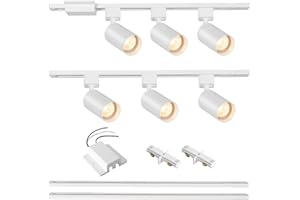 Hiiglxii 6 Light LED Track Lighting Kit with 6.6FT H Track Lighting Rails & Floating Canopy Connector, GU10 Track Light Kit, 